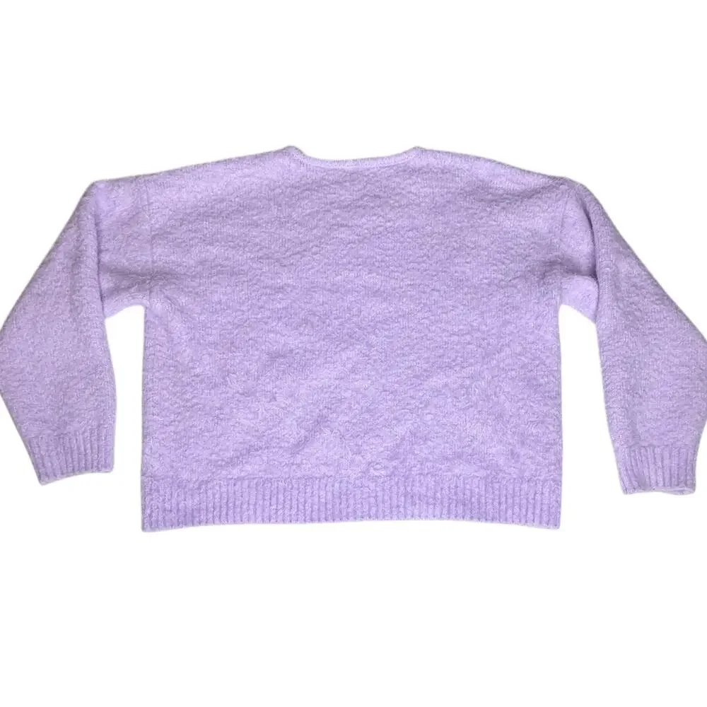 Justice Girl Faux Cashmere Sweater Shirt Girls M 10 Purple Oversized Notch Neck